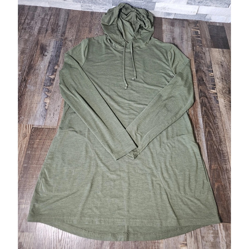 Duluth Trading Womens M Hoodie Green Lightweight Performance Stretch Wool Blend